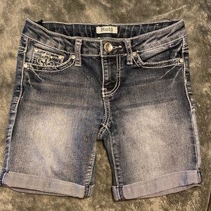 Girls Jean shorts with fake diamond embellishments